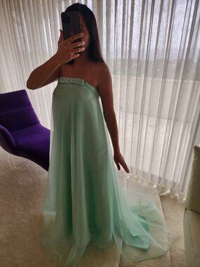 Mint green long dress
